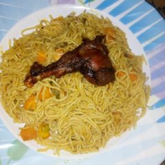 A picture of Jollof spaghetti.