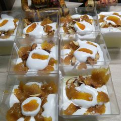 A picture of Apricot Custard pudding.