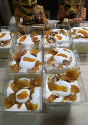A picture of Apricot Custard pudding.