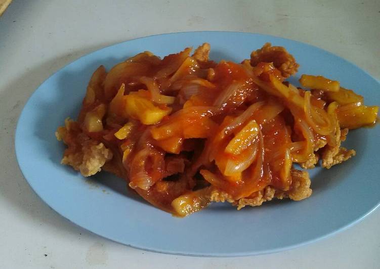 Resep Ayam fillet tepung saus asam pedas manis, Enak Banget