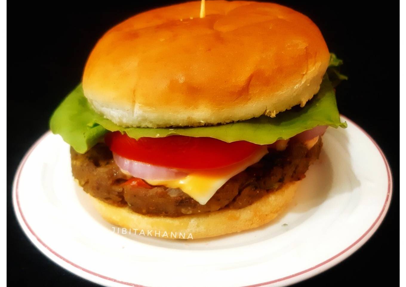 Raw Banana and Potato Patty Veg Burger