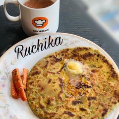 Paneer stuffed Methi parantha A picture of Paneer stuffed Methi parantha.