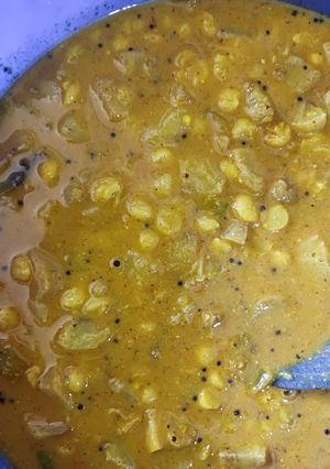A picture of Raw banana and Chana dal sabji.