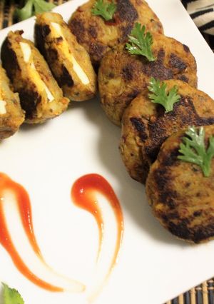 A picture of Egg Stuffed Raw Jackfruit Tikki.