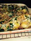 Vegetales Gratinados al vapor cubiertos de quesos manchego y cheddar