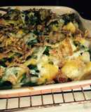 Vegetales Gratinados al vapor cubiertos de quesos manchego y cheddar