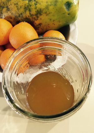 Una foto de Jarabe de jengibre-cebolla-curcuma para limpiar pulmones y vías respiratorias (sinusitis/asma)