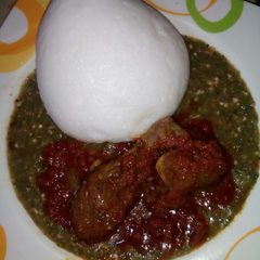 A picture of My okoro soup recipe.