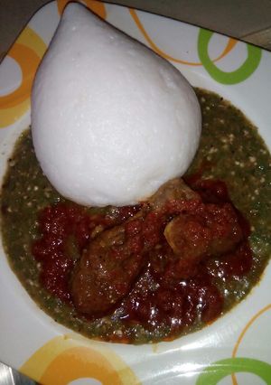 A picture of My okoro soup recipe.