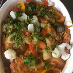 A picture of Sautéed chicken breast with vegetables!!!.