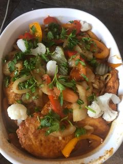 A picture of Sautéed chicken breast with vegetables!!!.