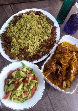 عکسی از دستور شویت پلو با دنده وماهیچه زعفرونی