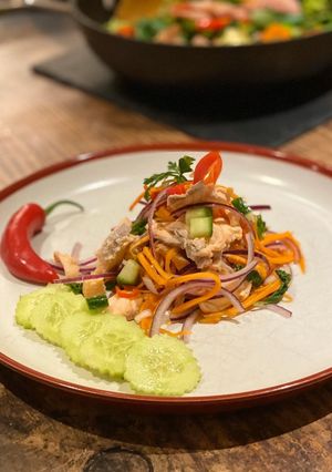 A picture of Thai Style Salmon Spicy Salad.