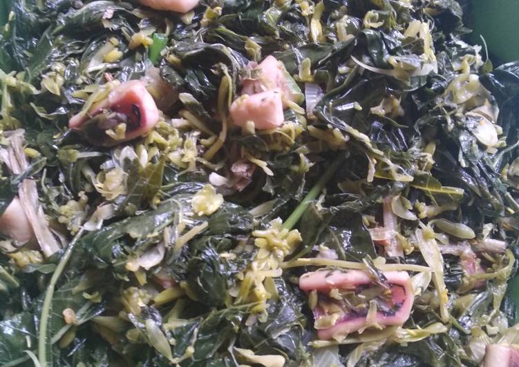 Sayur daun pepaya tumis cumi