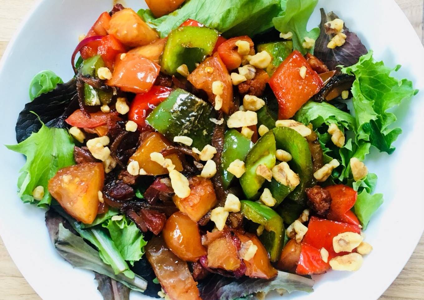 Chorizo, Pepper and Walnut Salad