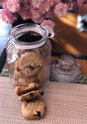 O poză a rețetei Peanut butter-cranberry cookies- Biscuiți cu unt de arahide și merișoare.