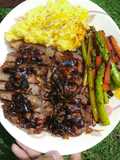 Roasted Asparagus & Classic Striploin-Ribeye Garlic Butter Steak