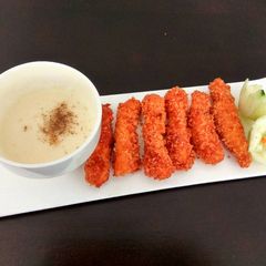 A picture of Crispy Chicken Finger With Cheese Dipping Sauce.
