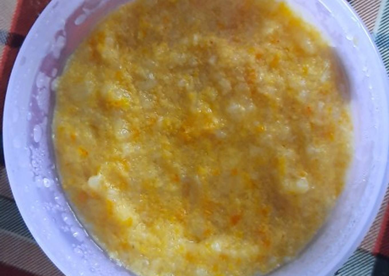 Bubur ayam udang jingga mpasi 9+