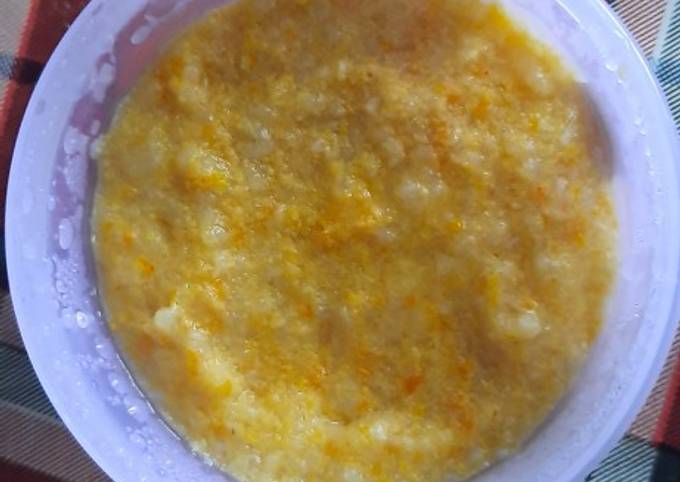 Bubur ayam udang jingga mpasi 9+