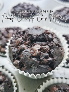 Gambar Double Chocolate Chip Muffins (Tanpa Gluten Tanpa Unsur Haiwan - Gluten-free Plant-based)