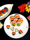 Rainbow heart cookies (eggless and no oven)
