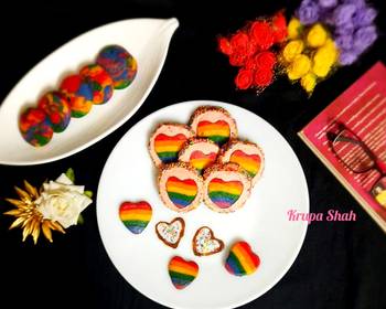 Easy Recipe Rainbow heart cookies eggless and no oven Delicious Nutritious