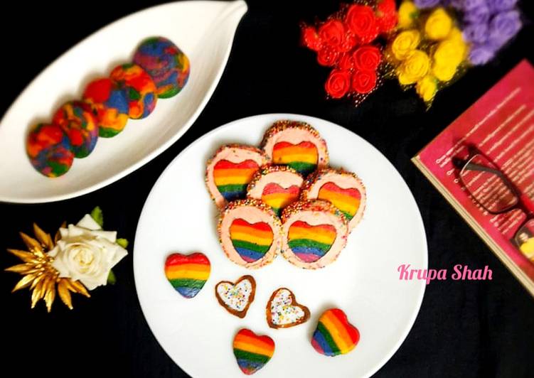 Step-by-Step Guide to Prepare Ultimate Rainbow heart cookies (eggless and no oven)