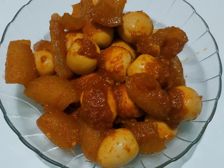 Langkah Gampang Menyiapkan Resep Balado kulit sapi telur puyuh yang Bisa Manjain Lidah