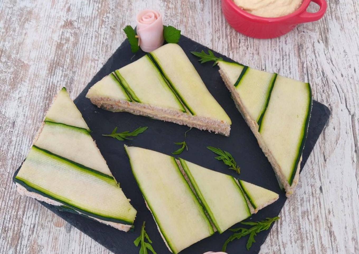 Club sandwich au concombre - mousse de jambon