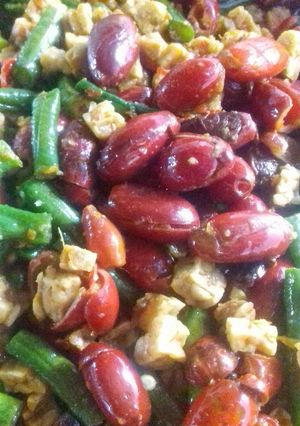 Foto resep Tumis kacang panjang, tempe dan KUTANG (kulit tangkil) 😄