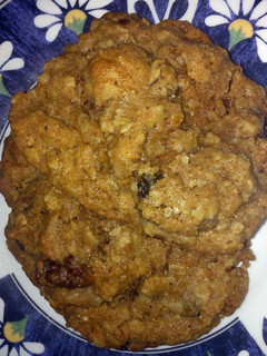 A picture of whole wheat oatmeal raisins walnuts applesauce cookies.