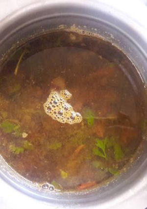 A picture of Beetle leaves Rasam.