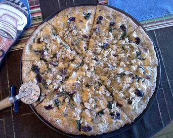 How To Making Recipe Tarragon chicken spinach alfredo pizza Restaurant Style
