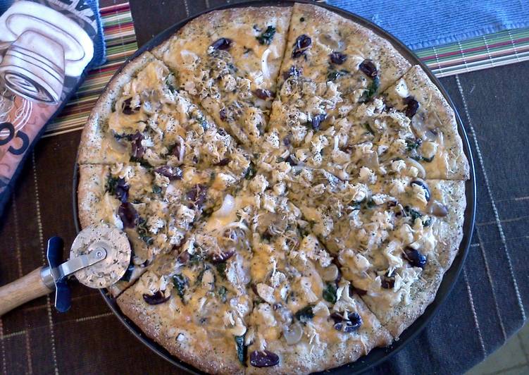 Steps to Make Any-night-of-the-week Tarragon chicken spinach alfredo pizza