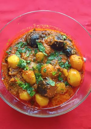A picture of Baby Potato And Baby Brinjal Curry.