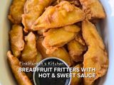 Breadfruit fritters with hot & sweet sauce