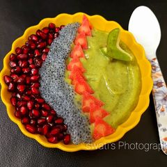 Mermaid Smoothie Bowl with Guava and Betel leaf A picture of Mermaid Smoothie Bowl with Guava and Betel leaf.