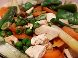 Tofu salteado con menestra de verduras