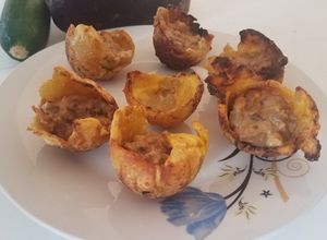 Una foto de Cestita de plátano verde