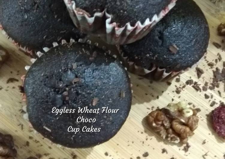 Eggless Wheat Flour Choco Cupcakes (without oven)