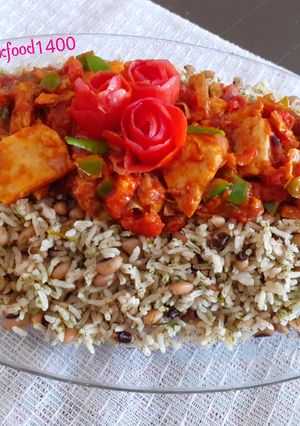 عکسی از دستور پلو لوبیا چشم بلبلی با خوراک تن ماهی