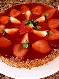Tarta de 2 flanes sabor fresa y vainilla