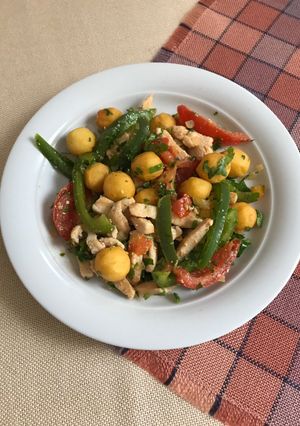 Csípős csirkemellcsíkok burgonyagolyóval recept fotója