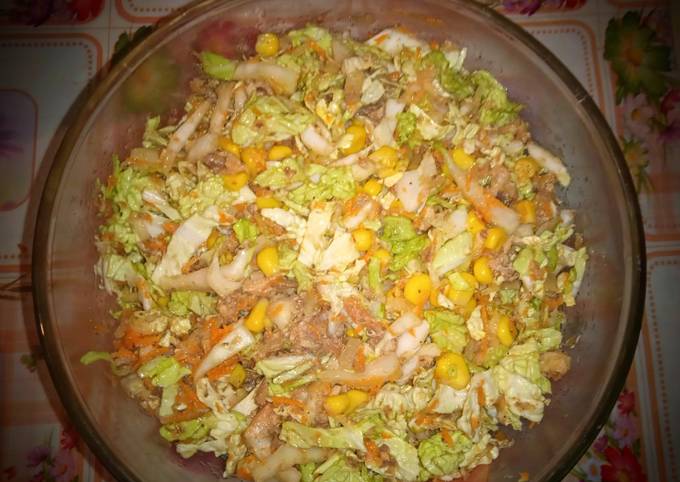 Салат с сардиной, рисом и яйцом, пошаговый рецепт на ккал, фото, ингредиенты - Ангва