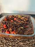 Frijoles multicolor con arroz para batch cooking