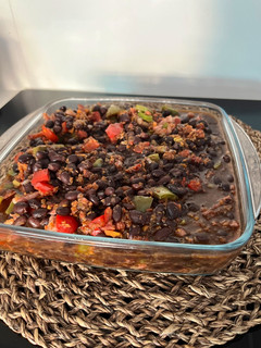 Una foto de Frijoles multicolor con arroz para batch cooking