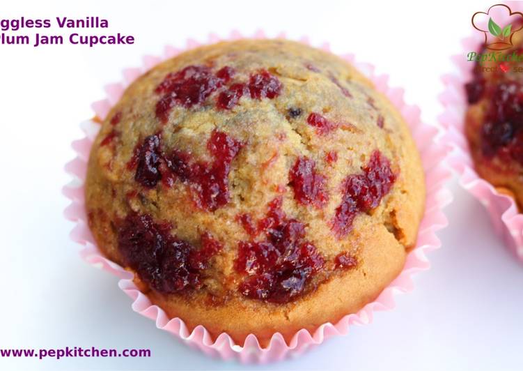 Recipe of Super Quick Homemade Eggless Vanilla Plum Jam Cup cake