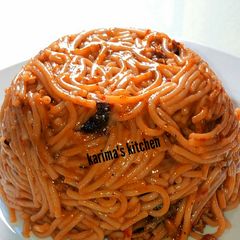 Jollof pasta with dry fish A picture of Jollof pasta with dry fish.