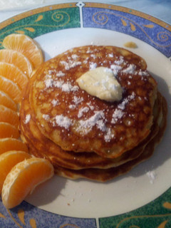 A picture of orange cinnamon pancakes.